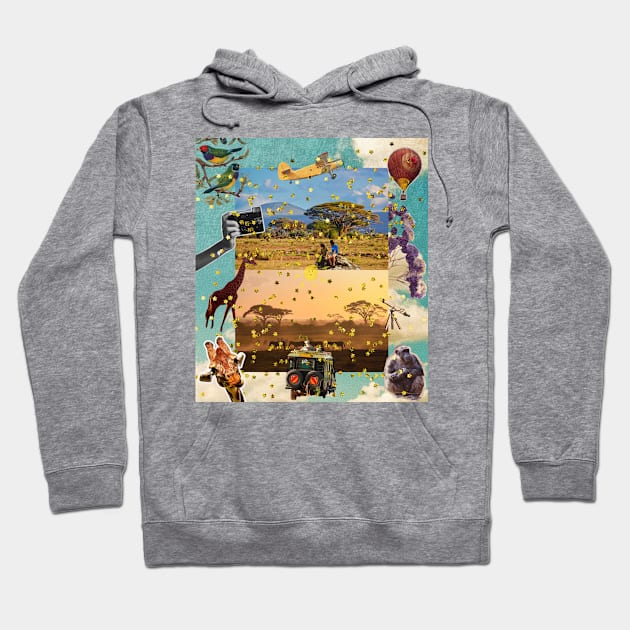 Maximalist Safari Collage: A Wild Symphony Hoodie by Amourist